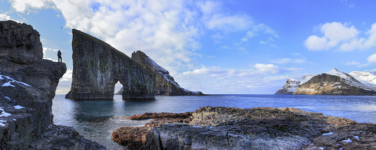 Faroe Islands, Tindholmer sea cliffs, by Johnathan Esper (image featured on a Faroese postage stamp)